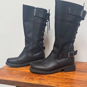 Harley-Davidson Black Lace-Up Moto Boots
